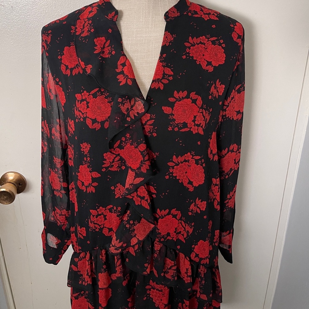 Zara Black and Red Floral Dress - Picture 3 of 10